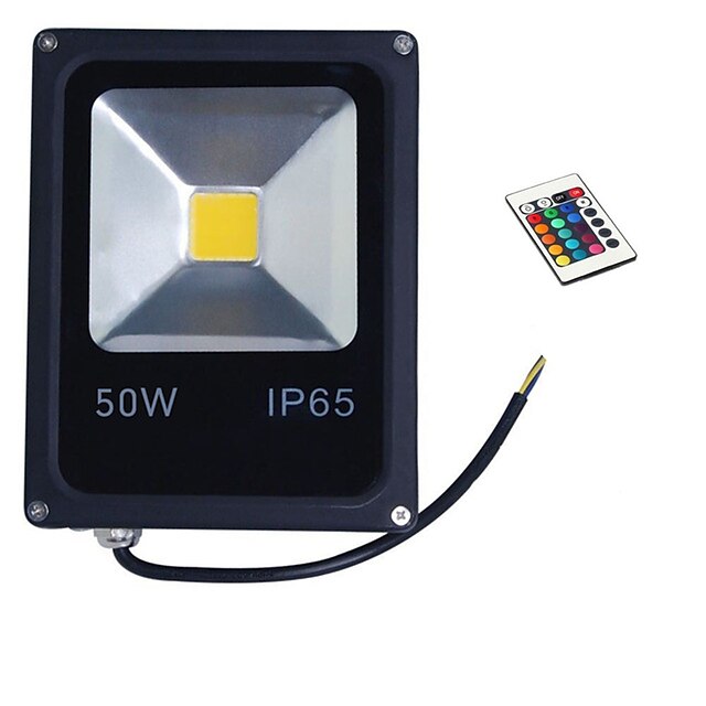  1pc 50 W Focos LED Impermeable Control remoto Regulable RGB 85-265 V Iluminación Exterior Patio Jardín 1 Cuentas LED