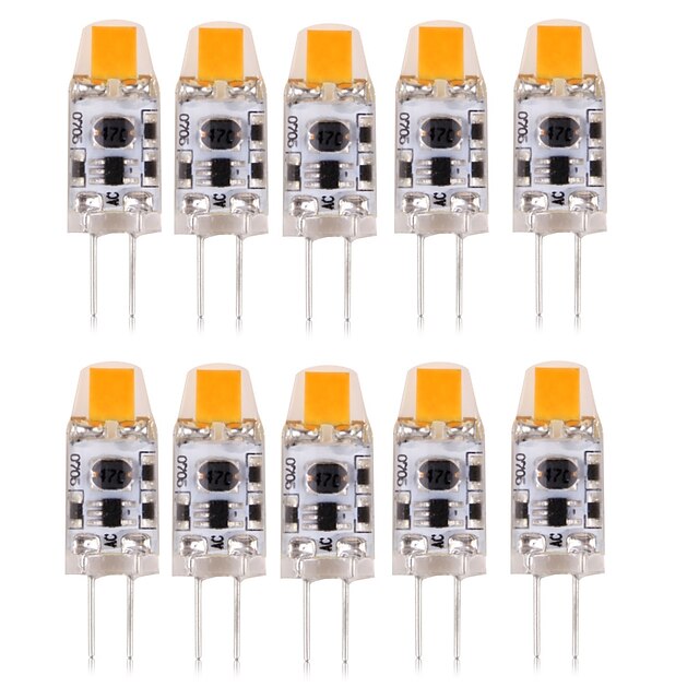  10pcs 1W 100-150lm G4 LED Φώτα με 2 pin T 1 LED χάντρες COB Αδιάβροχη / Διακοσμητικό Θερμό Λευκό / Ψυχρό Λευκό / Φυσικό Λευκό 12V / 24V