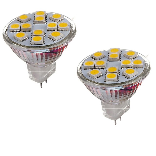  2 W LED-lamper med G-sokkel 150-200 lm GU4(MR11) MR11 12 LED perler SMD 5050 Dekorativ Varm hvit Kjølig hvit 12 V / 2 stk. / RoHs