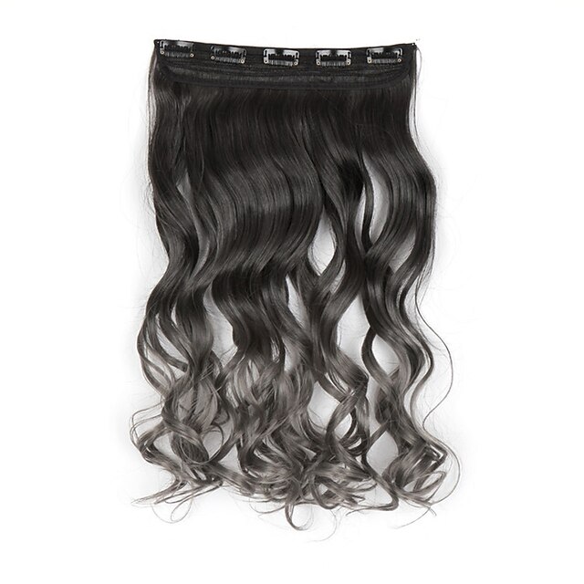  grå farve klip i hår forlængelse 120g 60cm kvindes lange toppe 5clips fabrik pris varmebestandig syntetisk firber