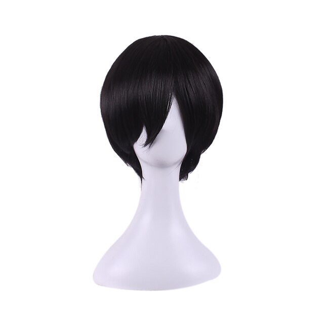  Cosplay Costume Wig Synthetic Wig Cosplay Wig Straight Natural Wave Natural Wave Asymmetrical Wig Short Black Synthetic Hair Women's Natural Hairline Black