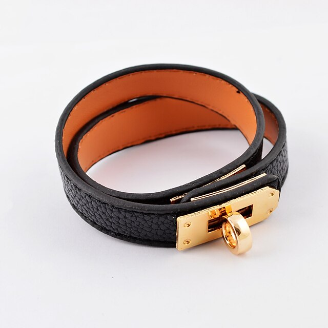  Fashion Gold Plaetd Stainless Steel Winding Leather Bracelets