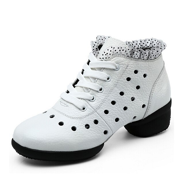  Pentru femei Pantofi Dans / Pantofi Moderni Piele Cizme / Adidași Toc Drept NePersonalizabili Pantofi de dans Alb / Antrenament