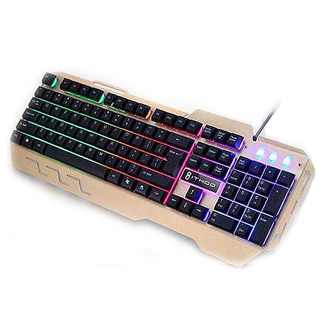  New 104-key Wired 7 Color Backlight Gaming Keyboard With Metal Sheet and User-Friendly Features Never Fade Keyboard
