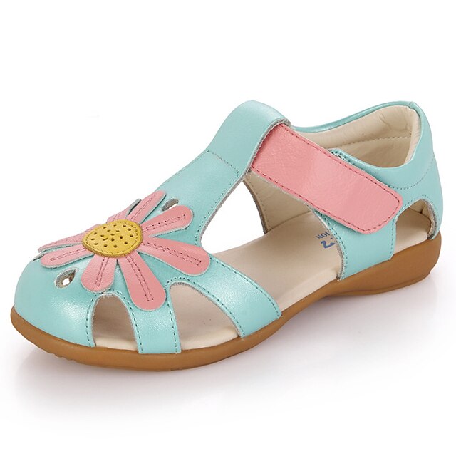  Para Meninas Sapatos Couro Verão Sandálias Apliques para Branco / Azul / Rosa claro