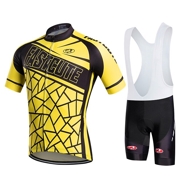  Fastcute Heren Korte mouw Wielrenshirt met strakke shorts Polyester Lycra Zwart Grote maten Fietsen Fietsbroeken / Broekje Shirt Wielrenbroek / Fietsbroek Met Bretellen / Kuitbroek Met Bretels