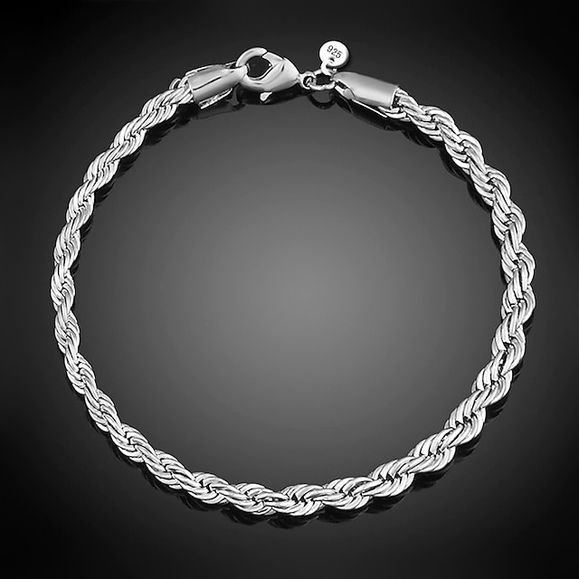  Women's Chain Bracelet Twisted Ladies Punk Inspirational Sterling Silver Bracelet Jewelry Silver For Wedding Party Daily Casual Sports