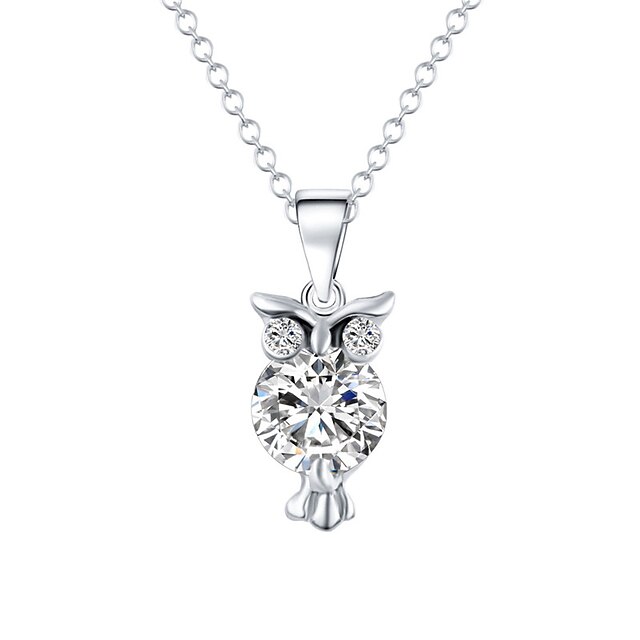  High Quality Cute Gold Silver Plated Chain Necklace Crystal Zircon Lovely Owl Pendants Necklace Fine Jewelry For Women