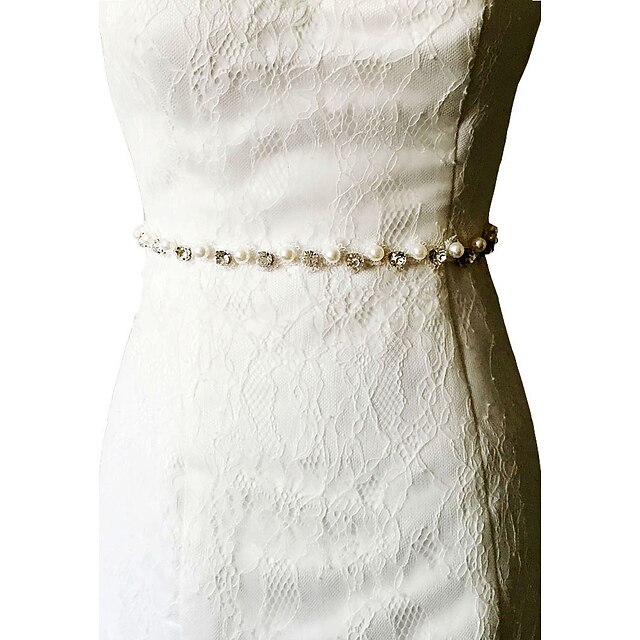  Satin Wedding Party / Evening Dailywear Sash With Rhinestone Beading Pearl Women's Sashes