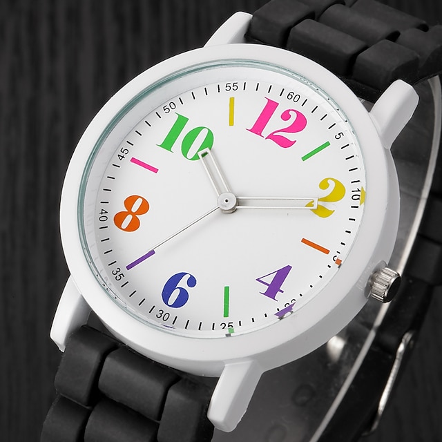  Damen Uhr Armbanduhr Quartz Silikon Schwarz / Weiß / Blau Armbanduhren für den Alltag Analog damas Charme Freizeit Modisch Schwarz / Weiß Regenbogen Leicht Grün