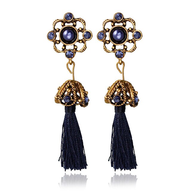  Women's Stud Earrings Tassel Earrings Jewelry Dark Blue For Wedding
