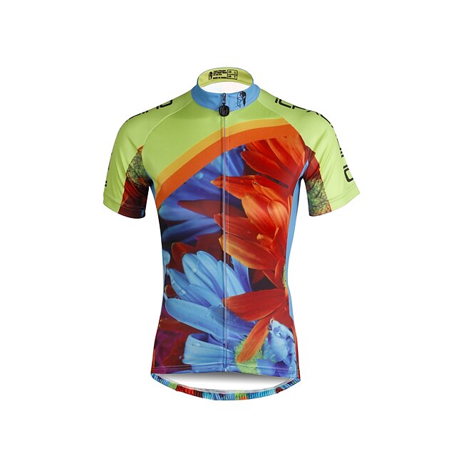  ILPALADINO Women's Short Sleeve Cycling Jersey Floral Botanical Plus Size Bike Jersey Top Mountain Bike MTB Road Bike Cycling Breathable Quick Dry Ultraviolet Resistant Sports Clothing Apparel