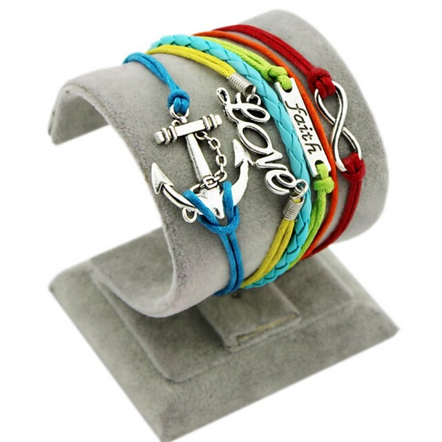  Herr / Dam Armband av Remmar / vävstol Armband - Kärlek, Ankare Bohemisk, Dubbelt lager Armband Röd Till Dagligen / Casual