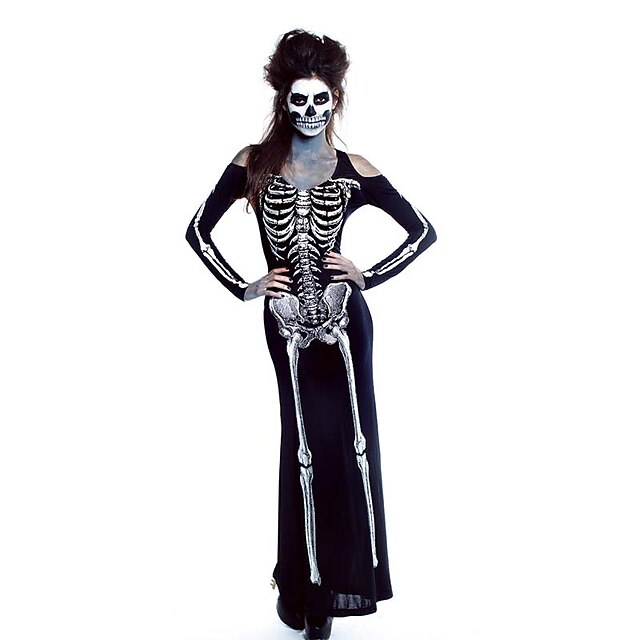  Ghostly Bride Cosplay Kostumer / Party-kostyme Dame Halloween / Karneval / Oktoberfest Festival / høytid Halloween-kostymer Svart med Hvit Vintage