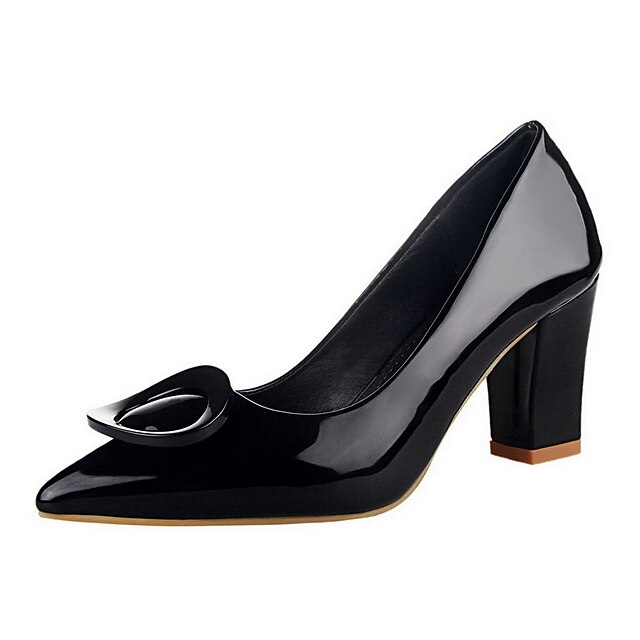  Women's Pull On Patent Leather Pointed Closed Toe High Heels Solid Pumps-Shoes