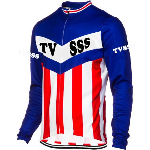  TVSSS Men's Long Sleeve Cycling Jersey - Rainbow Black / White Bike Top Thermal / Warm Windproof Breathable Sports Winter Terylene Lycra Clothing Apparel / High Elasticity