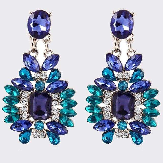  Women Party Jewelry Fashion Design Jewelry Top Quality Luxury Blue Crystal Drop Earrings Vintage Accessories