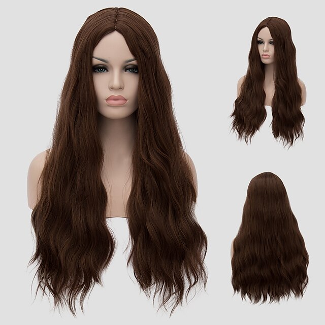  Synthetic Wig With Bangs Synthetic Hair With Bangs Brown Wig Women's Very Long Capless