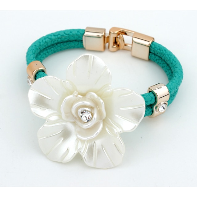  Hot Fashion Big Resin Flower Bracelet Elegant Rhinestone Snake Chain Bracelets For Women Gift