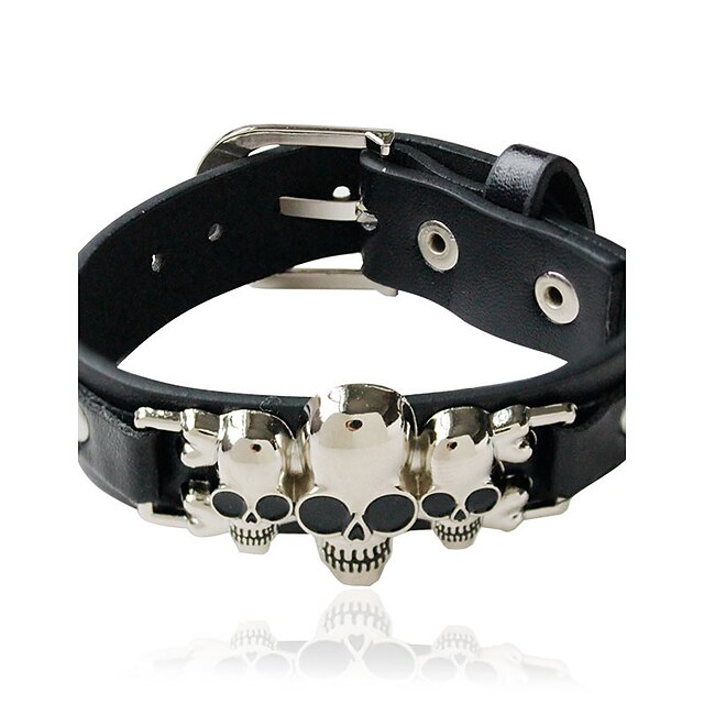  Men's Women's Couple's Leather Bracelet Skull Personalized Leather Bracelet Jewelry White / Black For