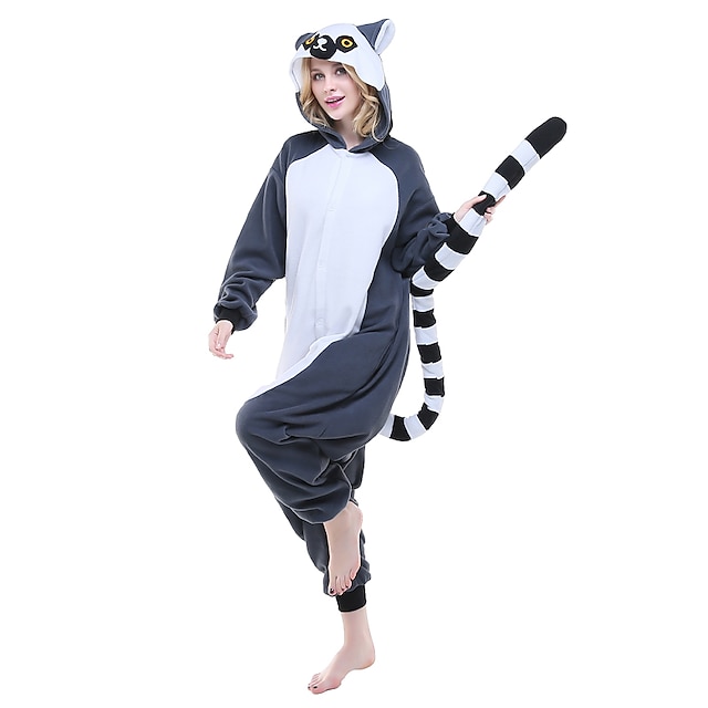 

Adults' Kigurumi Pajamas Lemur Animal Onesie Pajamas Polar Fleece Ink Blue Cosplay For Men and Women Animal Sleepwear Cartoon Festival / Holiday Costumes / Leotard / Onesie