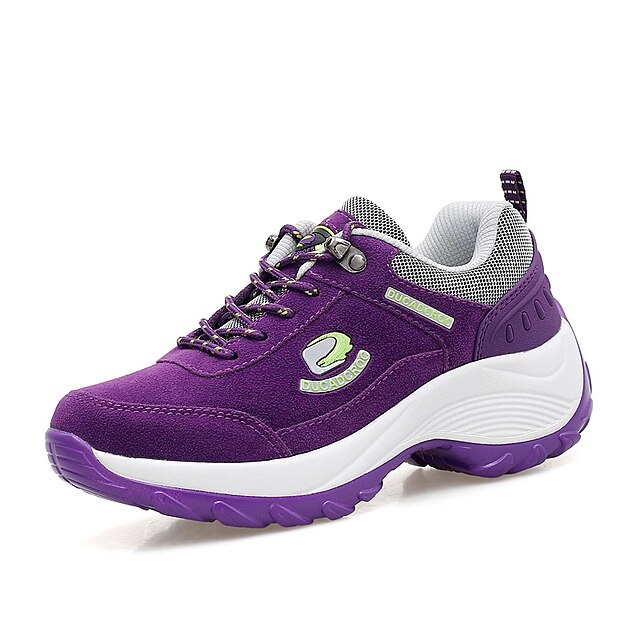  Women's Shoes Suede Spring / Summer / Fall Comfort Sneakers Low Heel Lace-up Black / Purple / Fuchsia