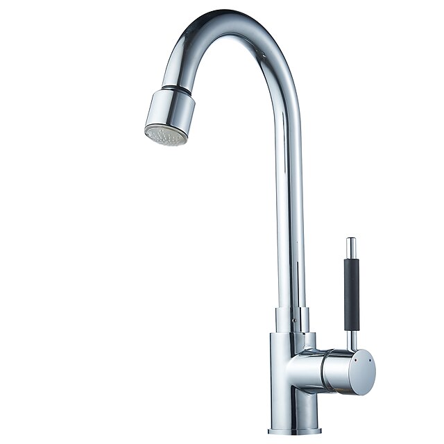  Køkken Vandhane - Enkelt håndtag Et Hul Krom Standard Tud / Tall / High Arc Basin Moderne Kitchen Taps