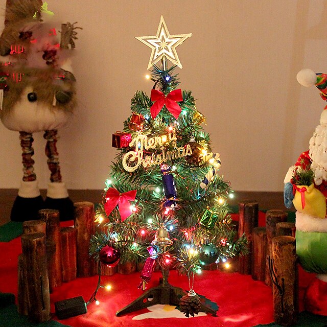 1pc levou o presente de Natal decoração de interiores mini-árvores de natal noite luz