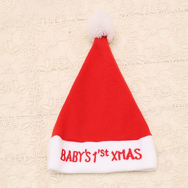  1pc Red Embroidered Baby Xmas Words Christmas Hat New Year Cap Party Supplies