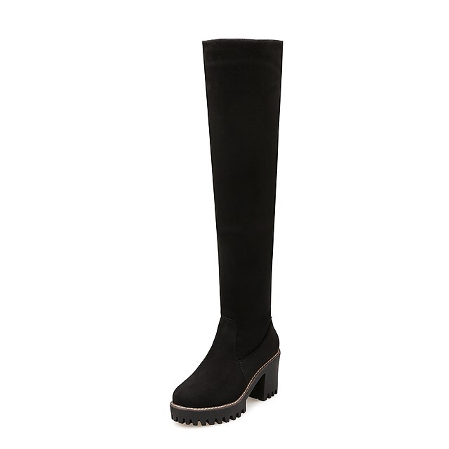  Feminino-Botas-Plataforma Conforto Botas Montaria Botas da Moda-Salto Grosso Plataforma-Preto Marrom Vermelho Amêndoa-Couro Envernizado