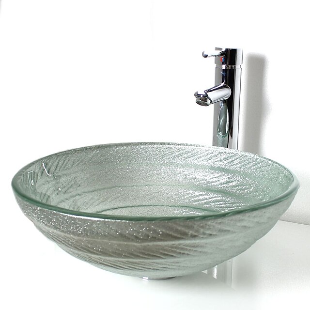  Badeværelse Håndvask / Badeværelse Vandhane / Badeværelse Monteringsring Moderne - Hærdet Glas Rund Vessel Sink