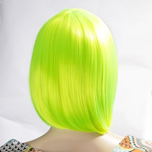  Парики из искусственных волос Прямой Искусственные волосы Зеленый Парик Жен. Без шапочки-основы