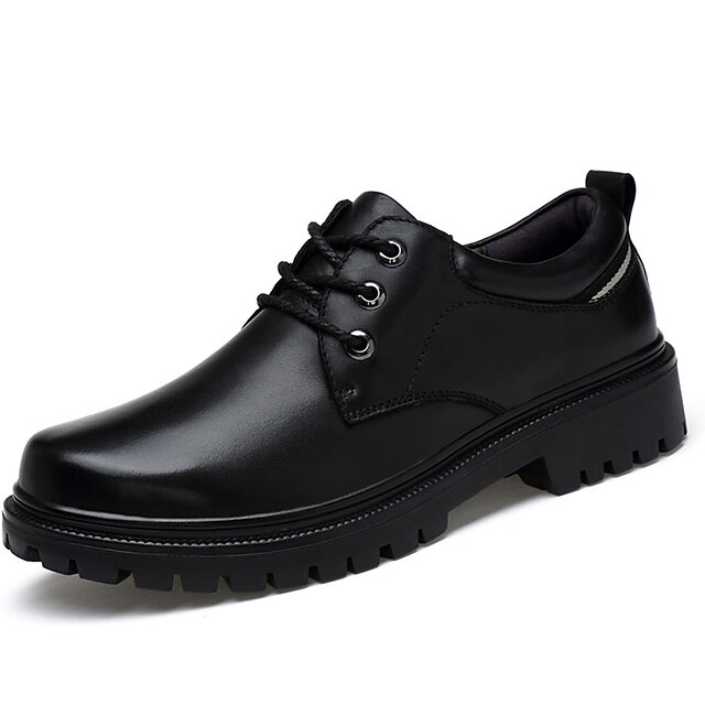  Homens Sapatos de couro Couro Primavera / Outono Conforto Oxfords Caminhada Antiderrapante Preto / Amarelo / Cadarço