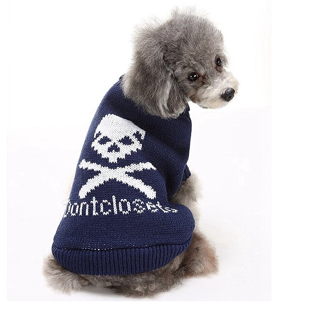  Cat Dog Sweater Winter Dog Clothes Black Blue Pink Costume Cotton Skull Casual / Daily Keep Warm XS S M L XL XXL