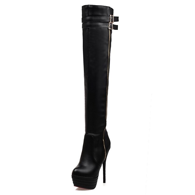  Women's Boots Spring / Fall / Winter Platform / Fashion Boots Leatherette Wedding /Casual Stiletto Heel BuckleBlack