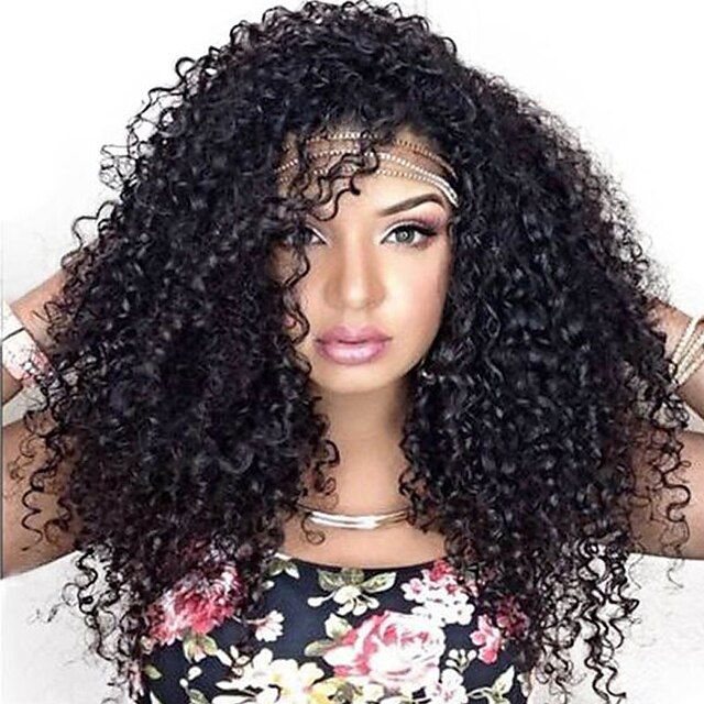  Peruki syntetyczne Afro Kinky Curl Curly Peruka Długie Czarny Włosie synetyczne Damskie Peruka afroamerykańska Dla czarnoskórych kobiet Natura Czarny
