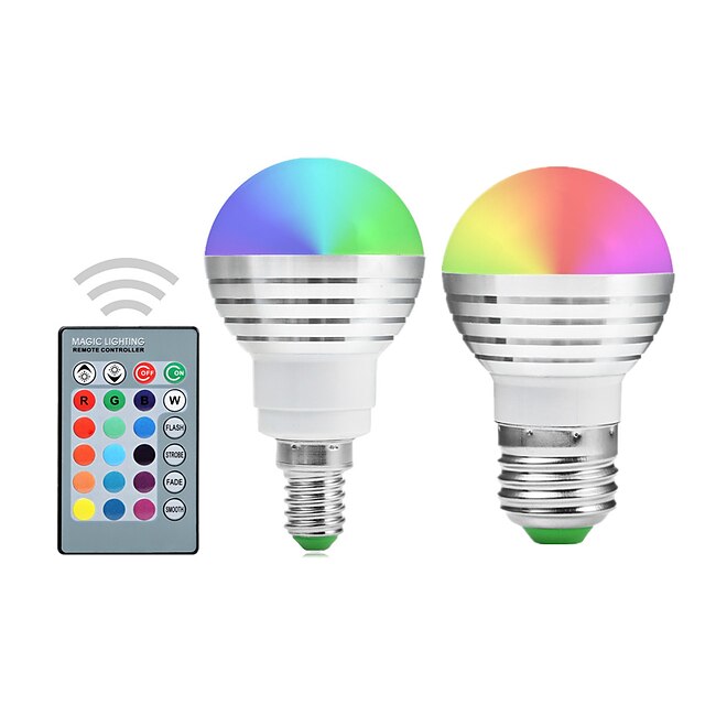  2pcs 5 W LED-globepærer 300 lm E14 E26 / E27 1 LED perler Integrert LED Mulighet for demping Fjernstyrt Dekorativ RGB 220-240 V 110-130 V 85-265 V / 2 stk. / RoHs