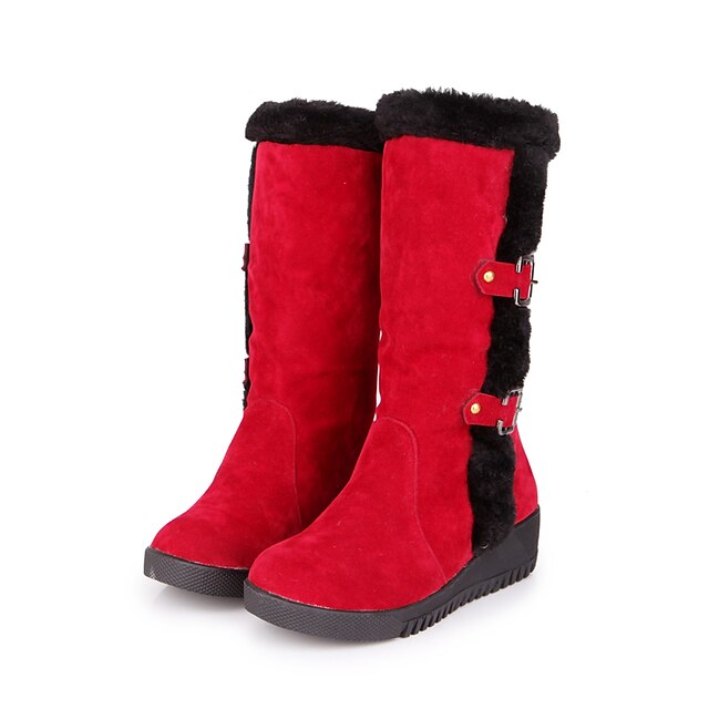  Damen-Stiefel-Outddor Büro Lässig-Kunstleder-Plateau-Plateau Modische Stiefel-Schwarz Gelb Rot Beige