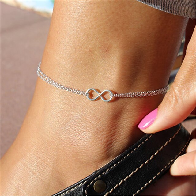 Anklet feet jewelry Dainty Ladies Simple Women's Body Jewelry For Christmas Gifts Party Double Alloy Infinity Silver