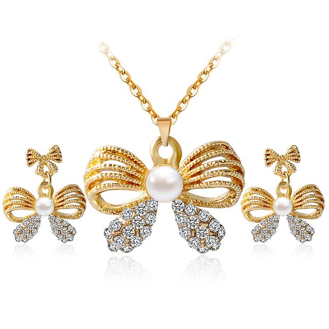  Damen Halskette / Ohrringe Ohrringe Schmuck Gold Für Hochzeit Party Alltag Normal / Halsketten