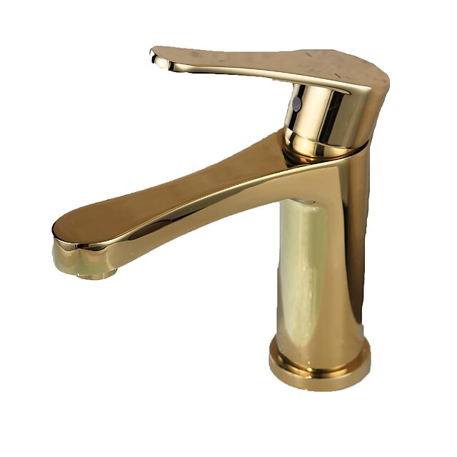 Bathroom Sink Faucet - Rotatable Ti-PVD Centerset One Hole / Single Handle One HoleBath Taps / Brass