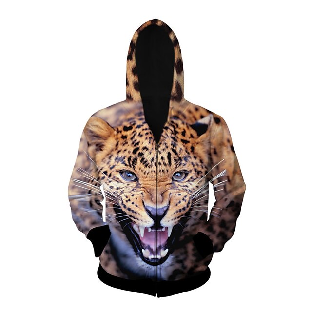  3D  Hoodie Long Sleeve Leopard Printing Clothing