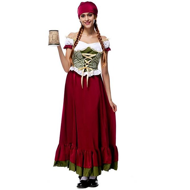  Halloween Carnival Oktoberfest Beer Dirndl Trachtenkleider Women's Dress Bavarian Costume