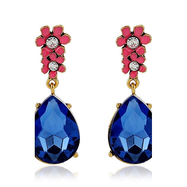  Dames Synthetische Sapphire Druppel oorbellen - Kristal, Verguld Drop Vintage, Europees, Modieus Blauw Voor Feest Dagelijks Causaal