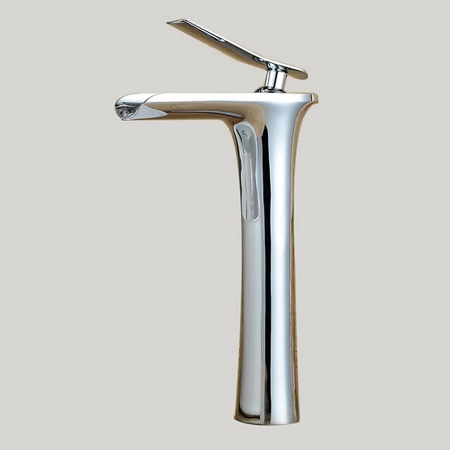  Bathroom Sink Faucet - Waterfall Chrome Centerset Single Handle One HoleBath Taps / Brass