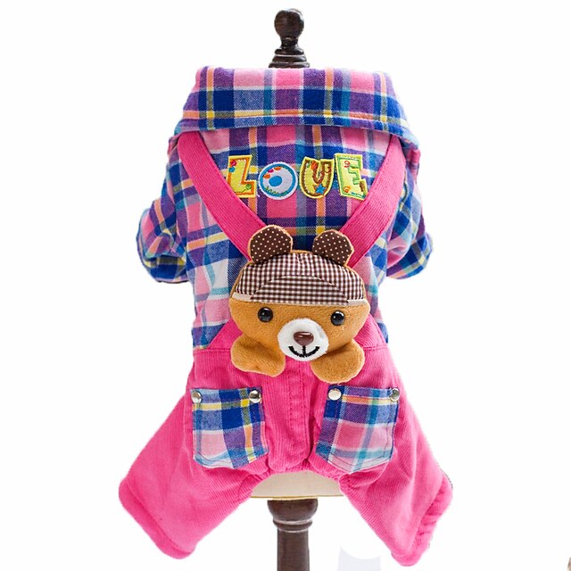  Dog Jumpsuit Puppy Clothes Plaid / Check Animal British Fashion Winter Dog Clothes Puppy Clothes Dog Outfits Blue Pink Costume for Girl and Boy Dog Polar Fleece Cotton S M L XL XXL