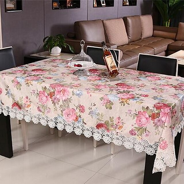  Poliéster Rectângular Toalhas de Mesa Floral Padrão Amiga-do-Ambiente Decorações de mesa