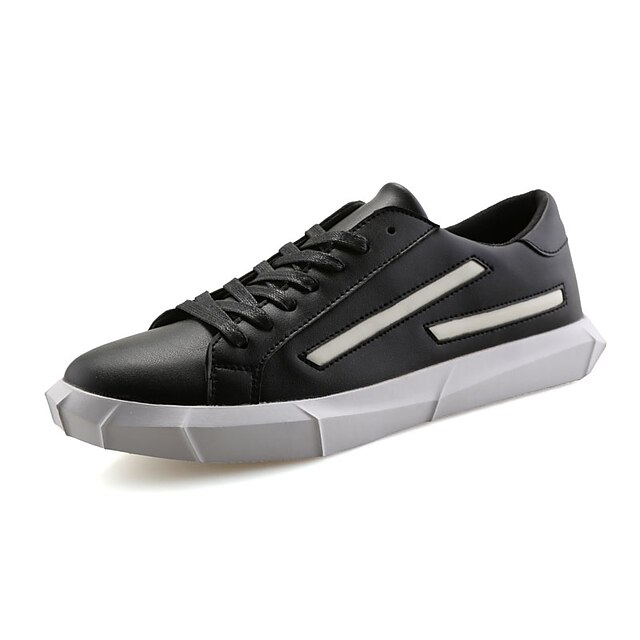  Running Shoes Men's Sneakers Spring / Fall Comfort PU Casual Flat Heel  Black / White / Black and White Walking