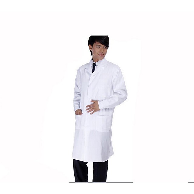  Enfermeira de manga longa de homens, roupa de médico, bata de laboratório, tamanho: xl