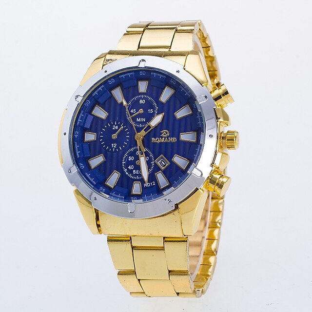  Pánské Náramkové hodinky Křemenný Klasické Hodinky na běžné nošení Zlatá Analogové - Bílá Modrá